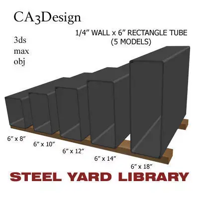 1 4in Wall x6in Rectangle Tube 3D model