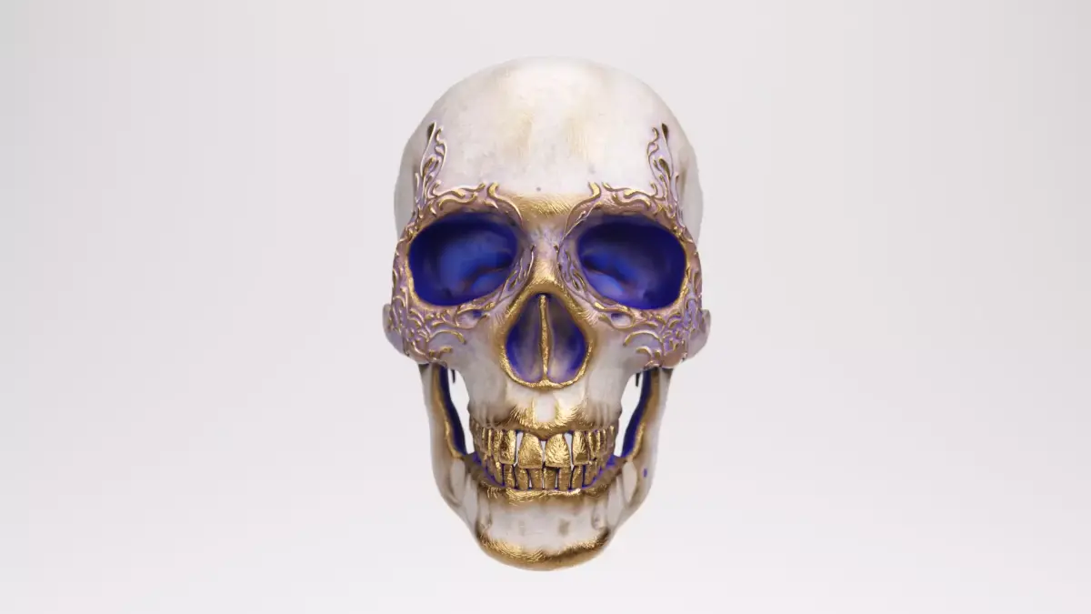 Sculpted gold Skull Low-poly 3D model