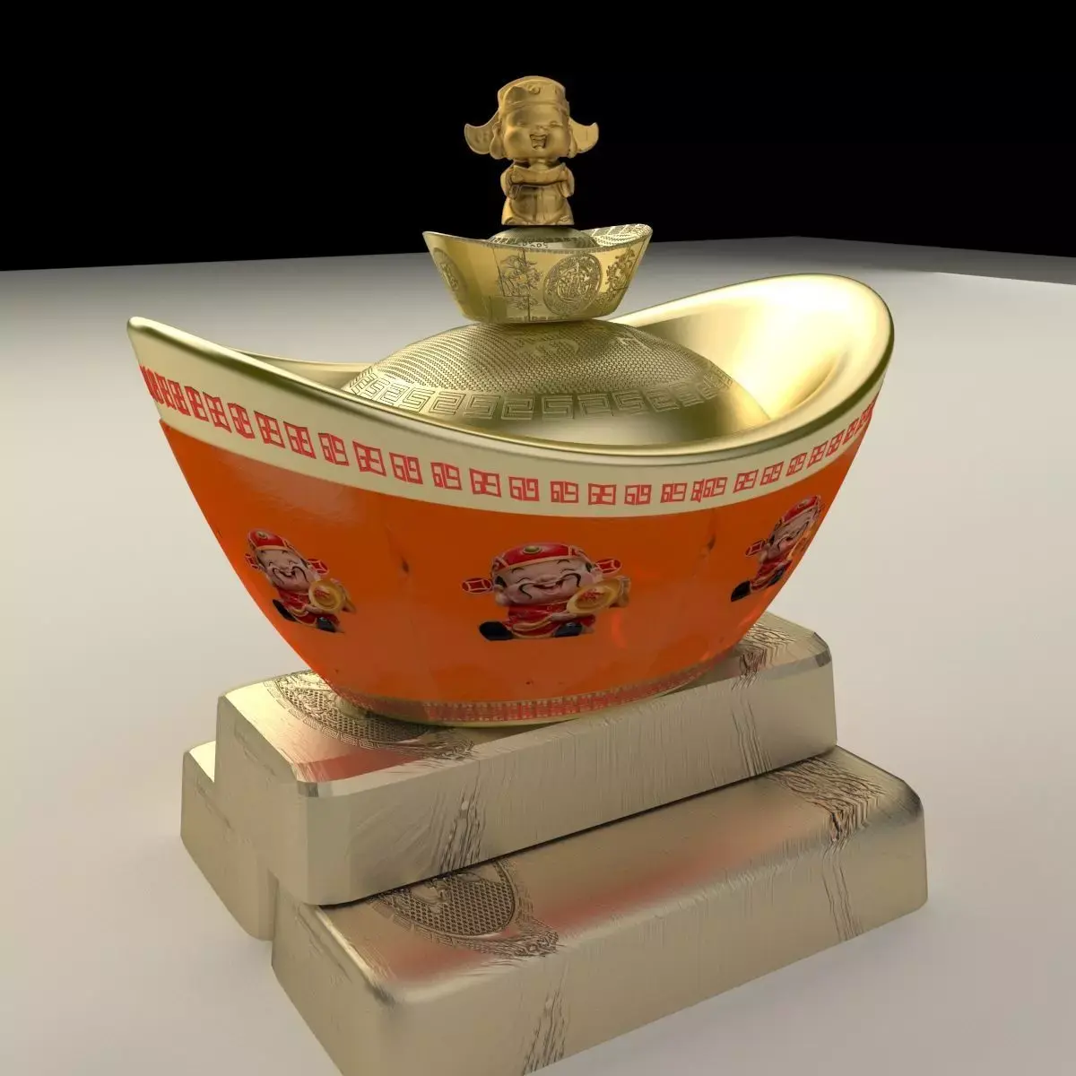 Chinese Gold Ingot  3D model 17