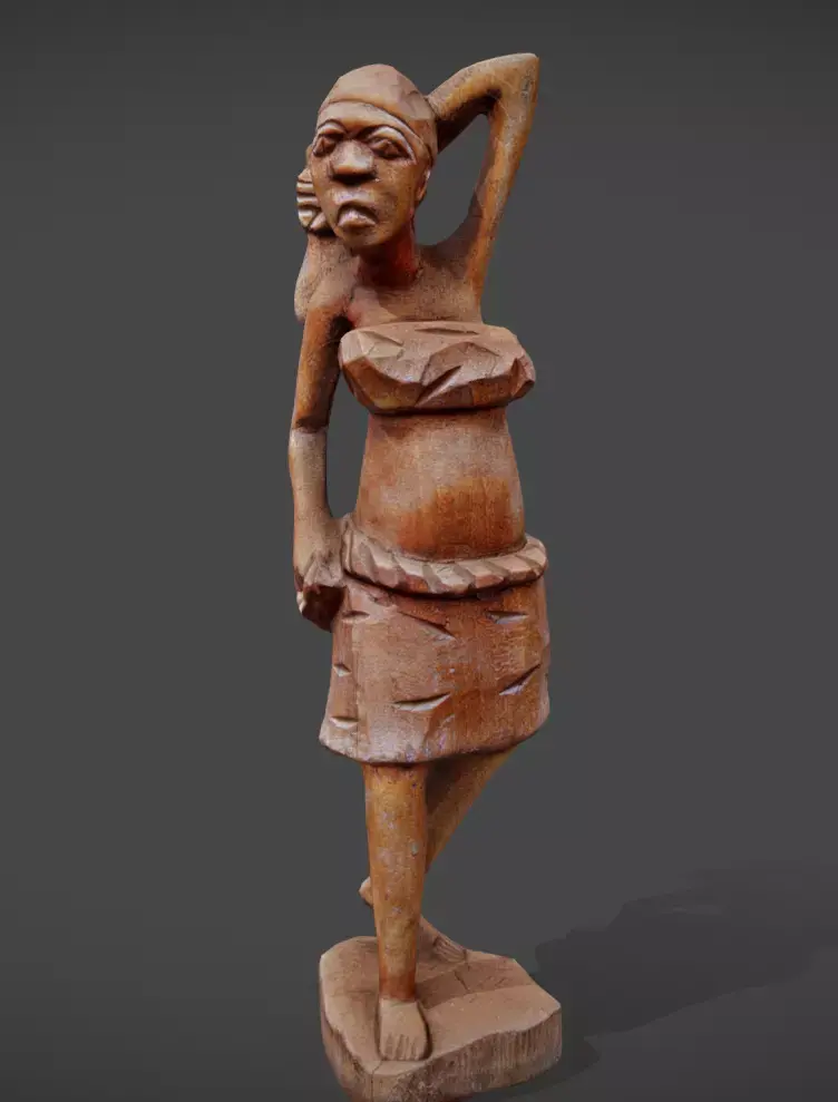 Atilogwu Dancer - Ebony Wood Low-poly 3D model