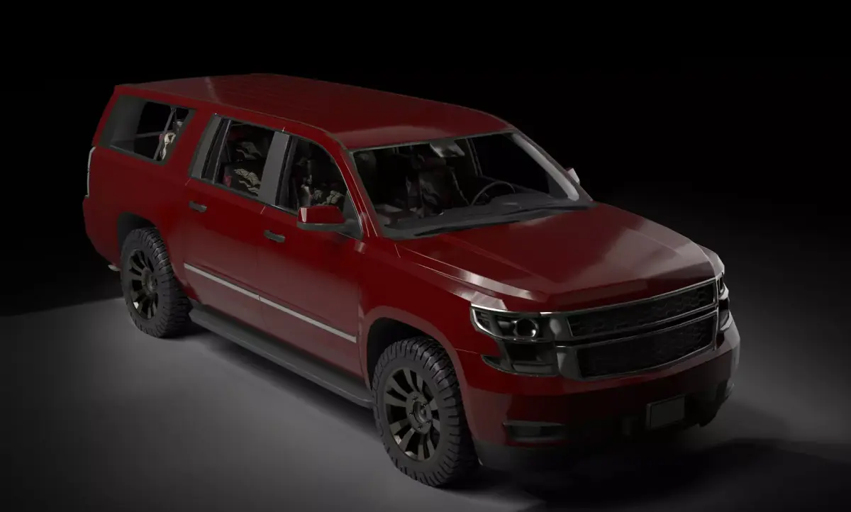 Game Ready Rigged Chevy Suburban de-badged PBR Low-poly 3D model
