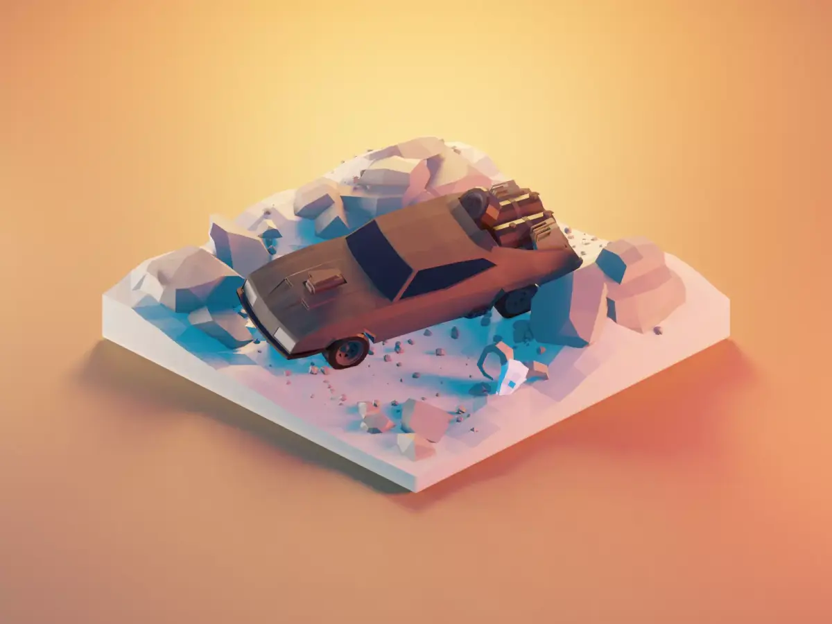 madmax low poly model render in blender Low-poly 3D model