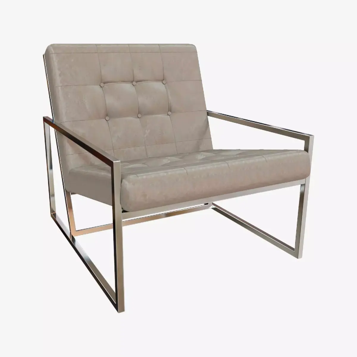 Modern Luxury Chair - Silver Metal and Velvet 3D model