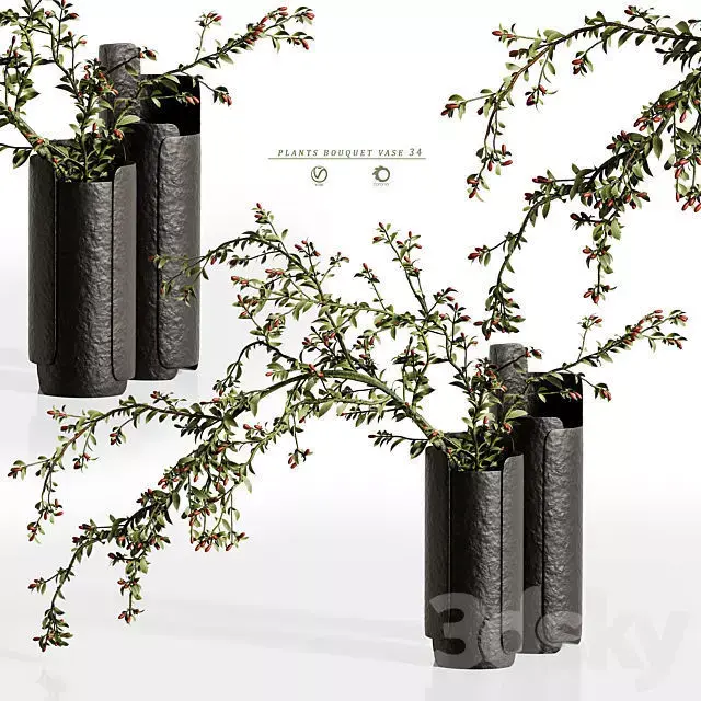 plants bouquet vase 34 3D model