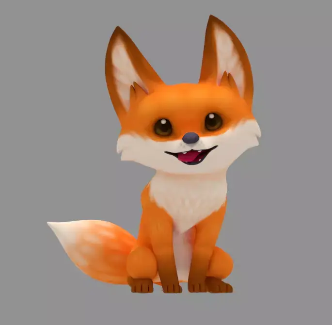 Cartoon Fox Cub Low-poly 3D model