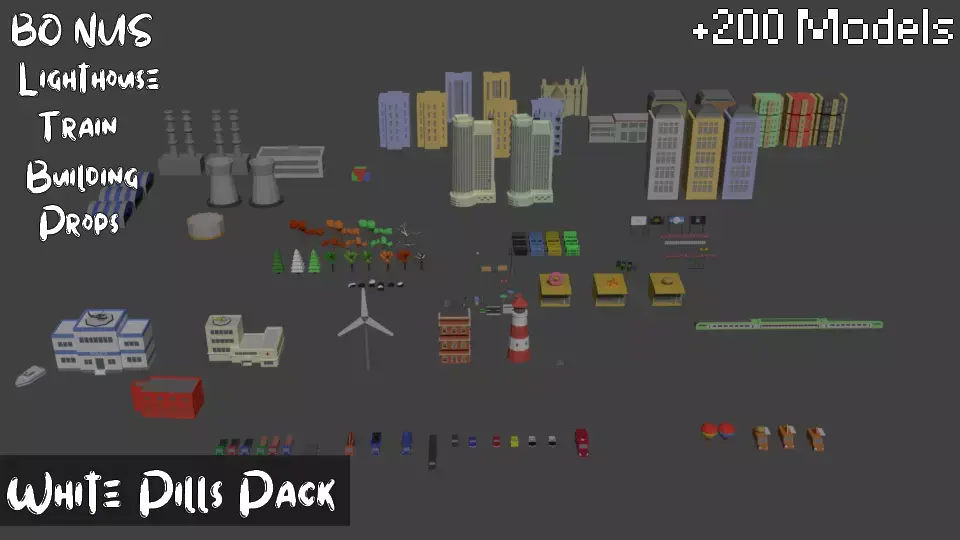 City Lowpoly Pack WhitePillsPack 3D model