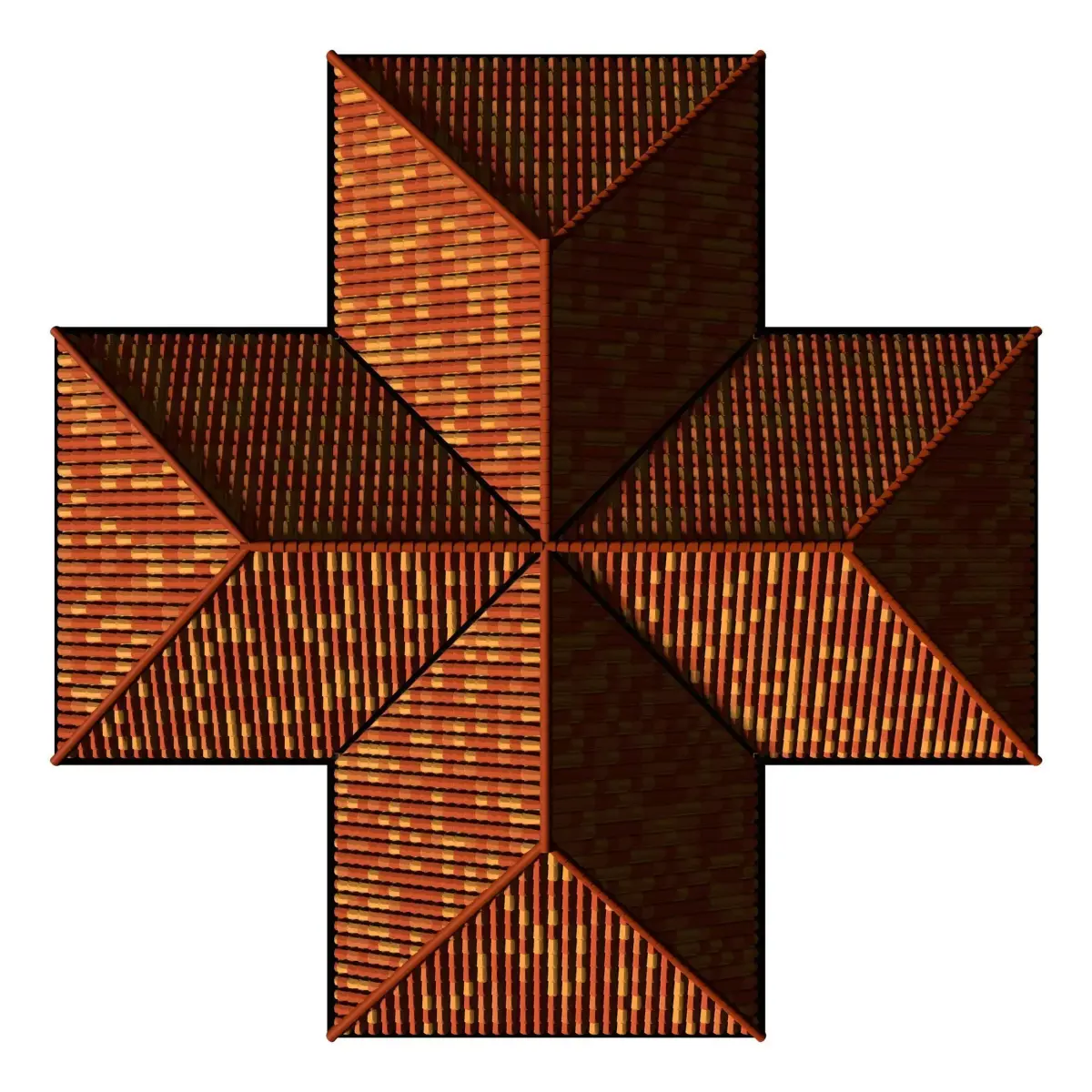 Cross roof with clay tile 3D model