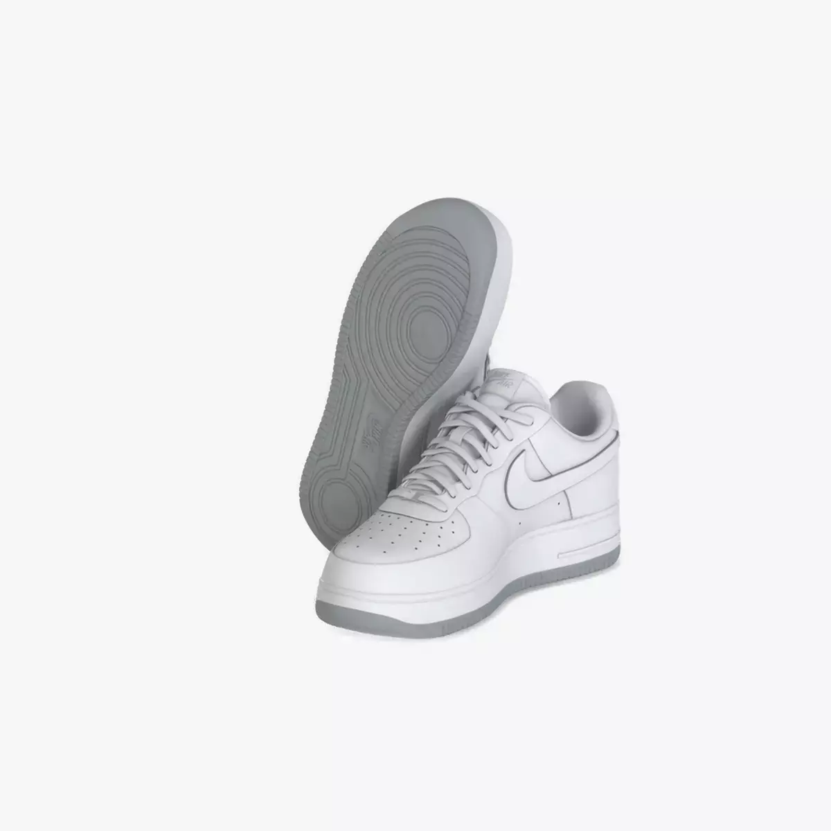NIKE AIR FORCE 1 ALL WHITE Low-poly 3D model