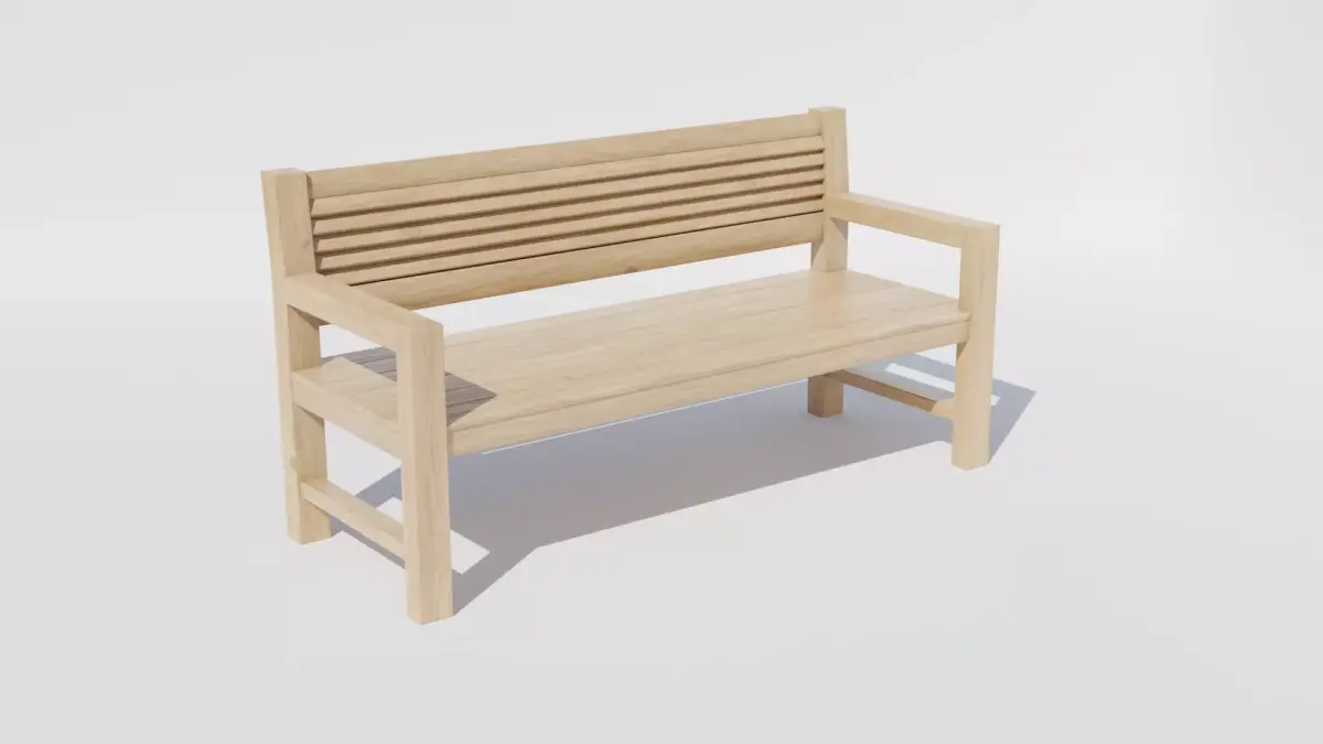 Wooden bench Free low-poly 3D model
