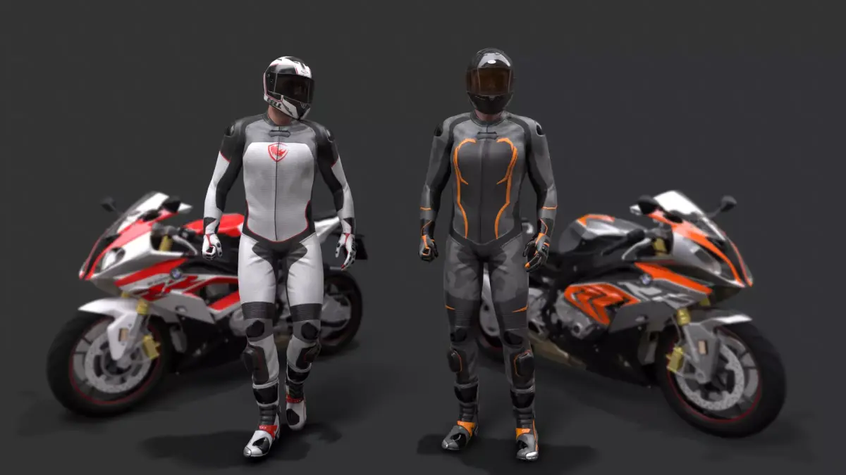 motorcycle rider in racing suit Low-poly 3D model