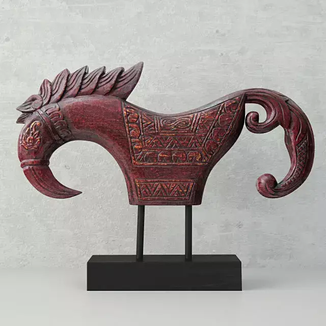 Wood sculpture Jaran Kepang Horse 3D model