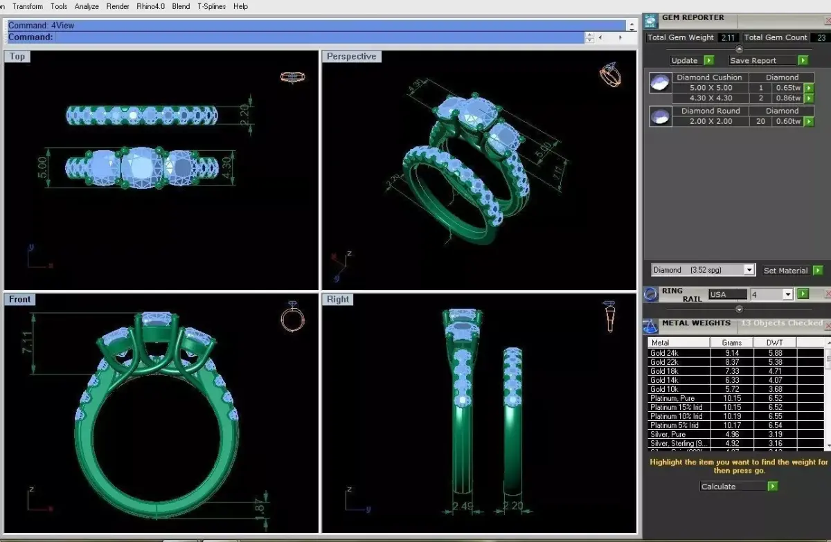 Three Stone Bridal Engagement Ring 3D model