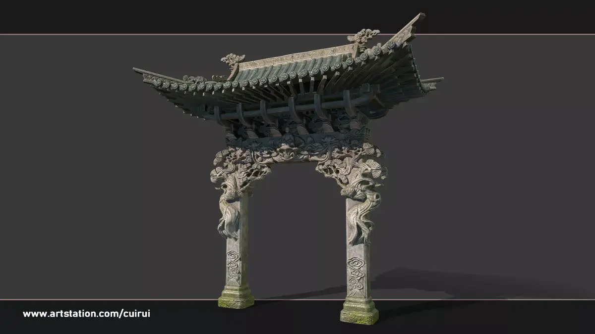 Chinese archway Low-poly 3D model