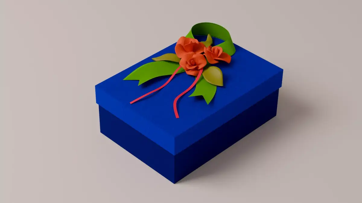 Package for Gift blue 150 x 210 x 80mm 3D model
