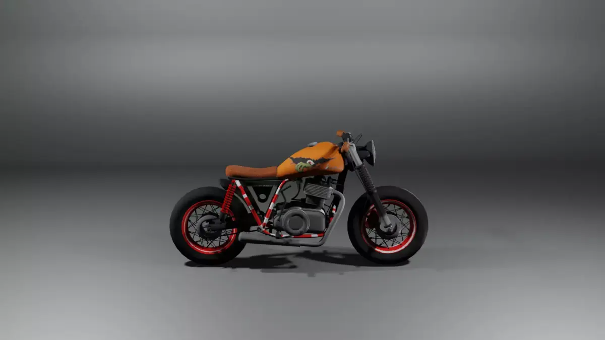 Bike Model Low Poly orange motorcycle 3D model