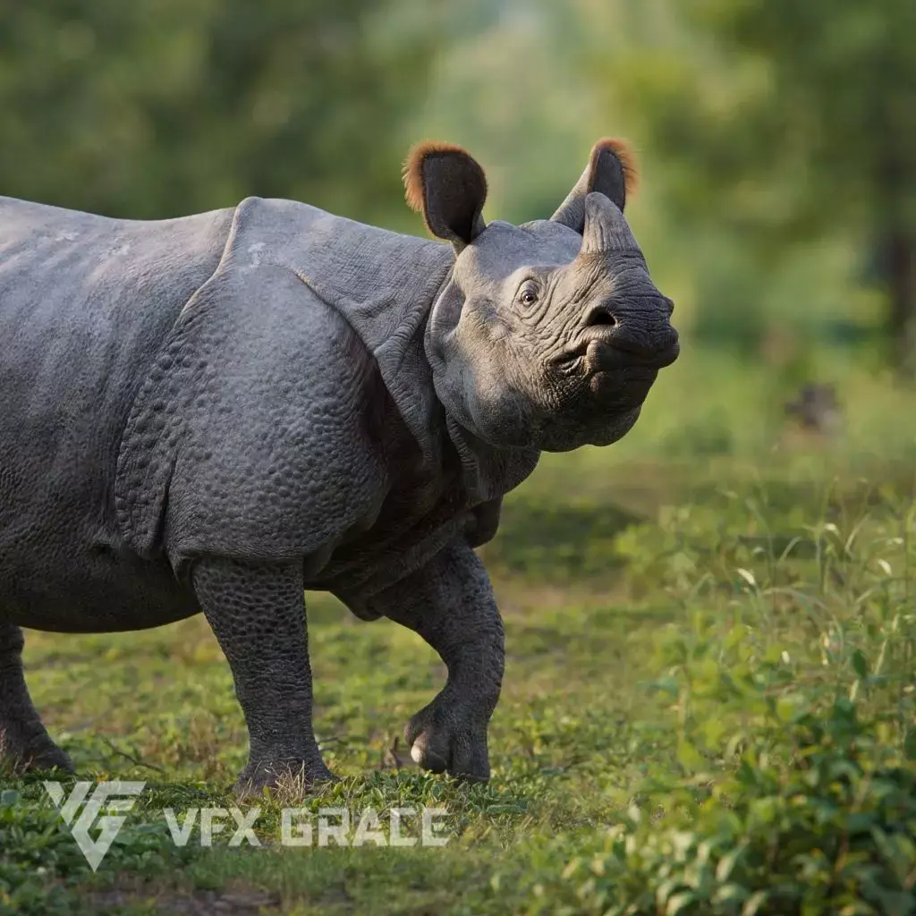 Indian Rhinoceros Animated  VFX Grace 3D model