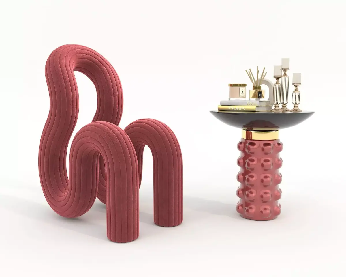 Modern Coffee Table and Chair 6 3D model