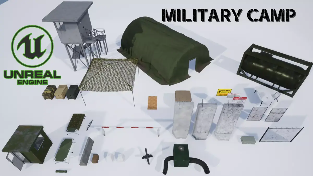 Small military camp pack UE4 FILES  Low-poly 3D model