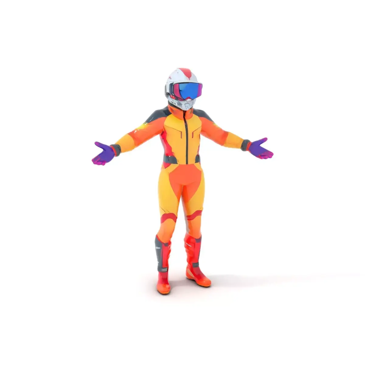 Bright Racing Suit Character Model Rigged and Animated Low-poly 3D model