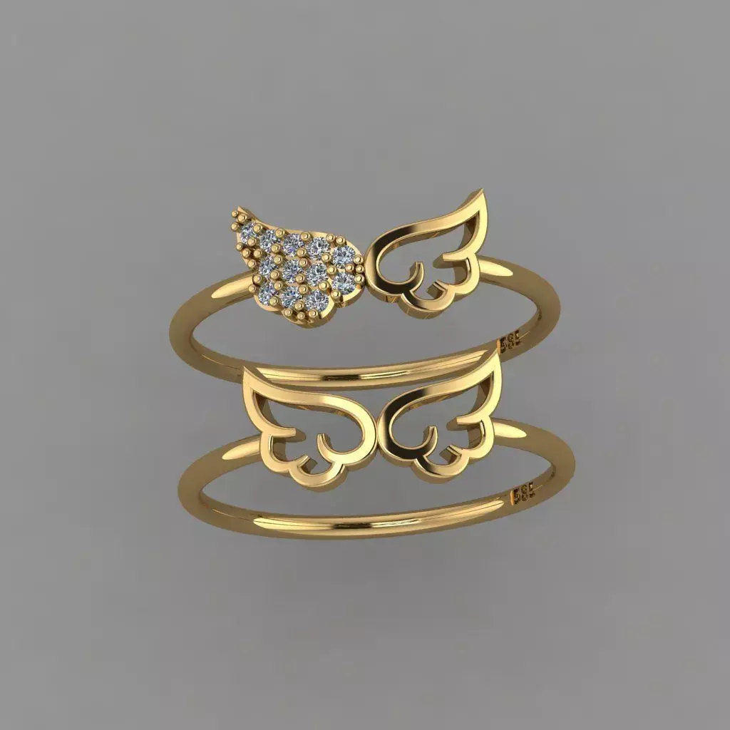 Wing Ring STL 3D print model Angel ring  3D print model