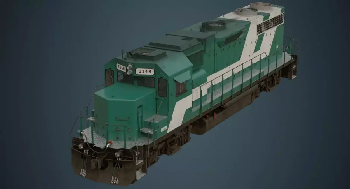 Locomotive 2B Low-poly 3D model
