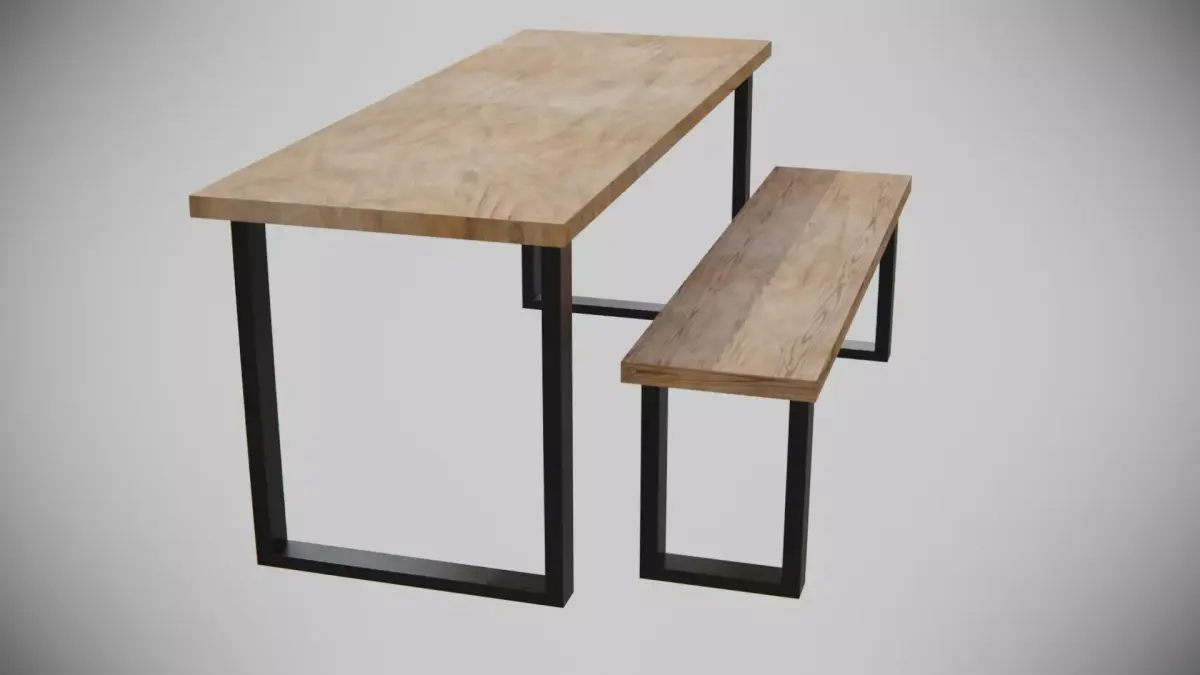 Dining Table set stylised Low-poly 3D model