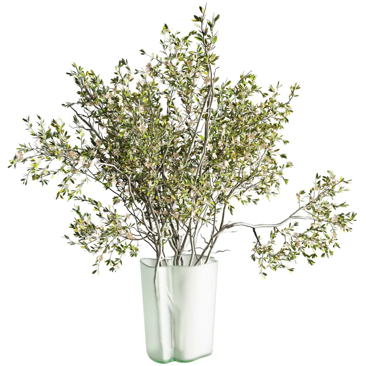 Flowering branches in a Frosted glass vase - Bouquet 82  Low-poly 3D model