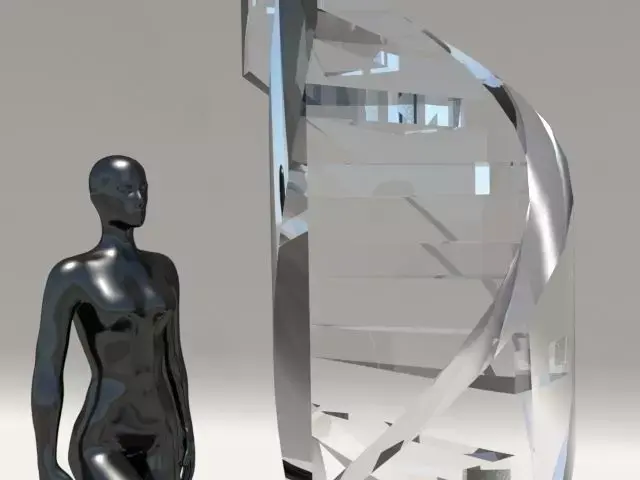 Sculpture person on spiral staircase Free 3D model