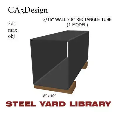 3 16in Wall x8in Rectangle Tube 3D model