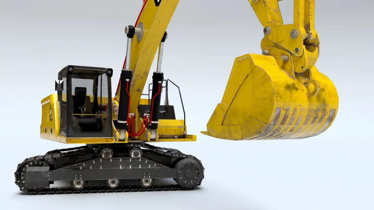 Rigged Hydraulic Excavator - Digger Low-poly 3D model