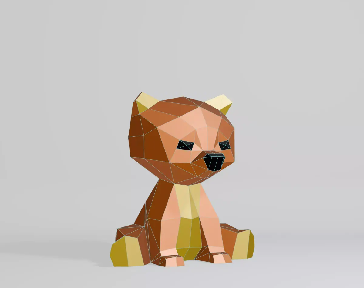 Polygonal Baby Bear Low-poly 3D model
