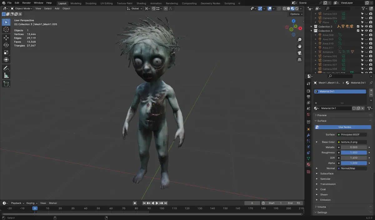 Realistic Zombie Child Rigged  Animated Low-poly 3D model