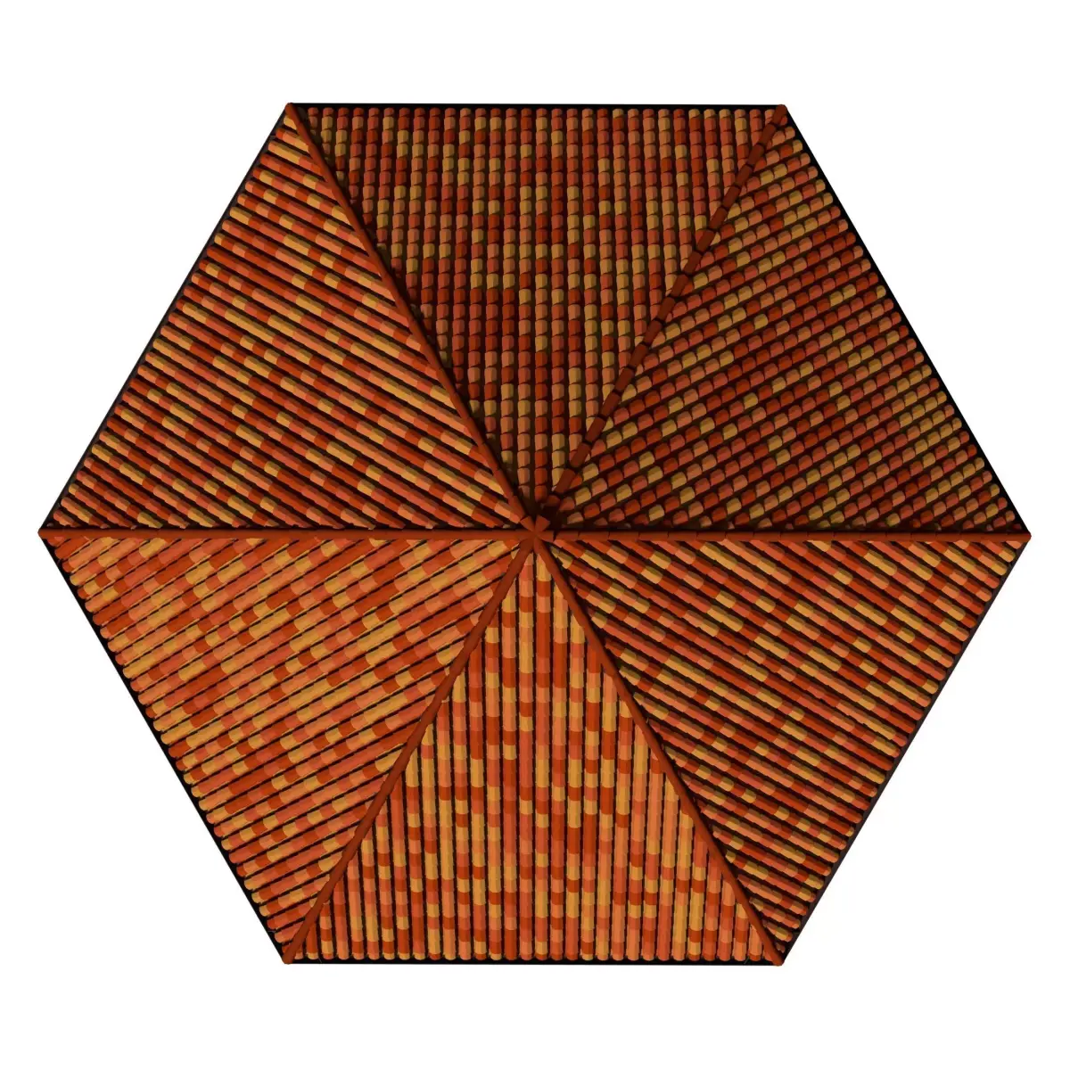Hexagon roof with clay tile 3D model
