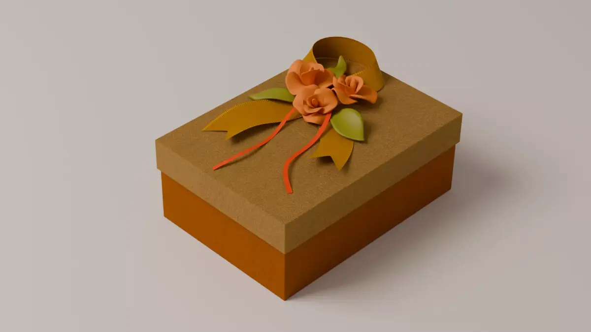 Package for Gift Gold 150 x 210 x 80mm 3D model