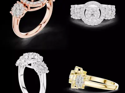 Luxury Diamond Halo Ring CAD Design for Fine Jewellery Making 3D print model