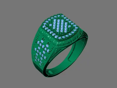 Gents Rings Diamond Men Ring STL 3DM 3D ready print model 3D print model