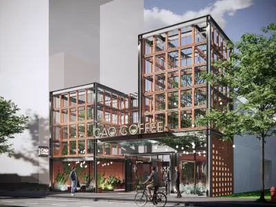 BRICK COFFEE STORE ARCHITECTURE AND INTERIOR DESIGN 3D model