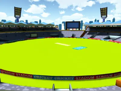 Cricket stadium Low-poly 3D model