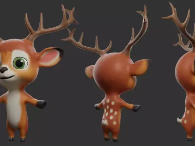 Deer Cartoon Low-poly 3D model