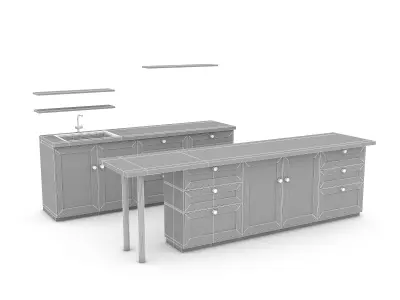 3D model 3d modern kitchen design 02 Low-poly 3D model