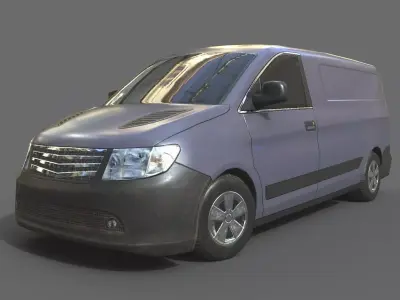 Generic Minivan Grey Low-poly 3D model