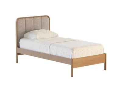 Wes Twin Upholstered Wood Bed 3D model
