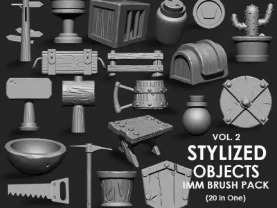 Stylized Objects IMM Brush Pack 20 in One Vol 2 3D model