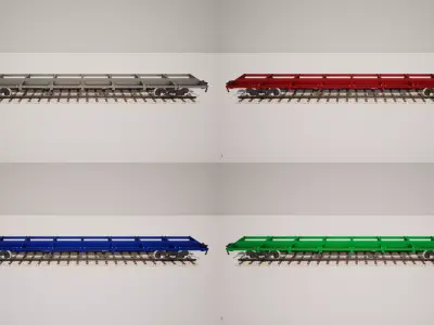 Animated game-ready FlatcarL Low-poly 3D model