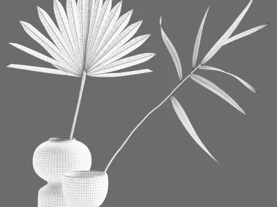 Decor vases with dried flowers Set 85 3D model