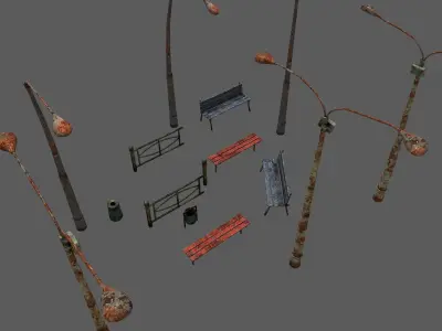 Street Rust Exterior Pack  Free low-poly 3D model