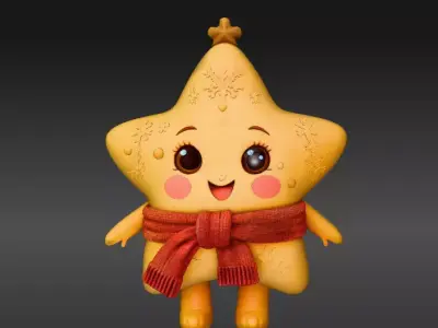 Cute Christmas Star Buddy Kawaii Holiday Ornament 3D Model Low-poly 3D model