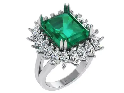 Emerald Cluster Ring 4598 3D print model