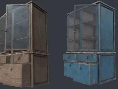 Wood Cabinet 3 PBR Low-poly 3D model