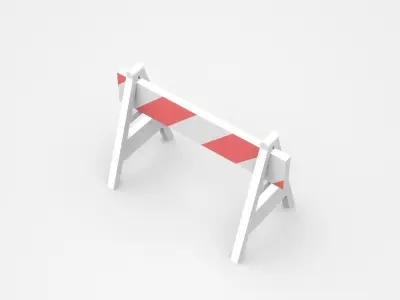 Movable Warning Stand Barrier Sign With Red White Strips 3D model